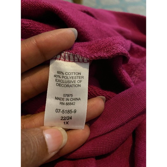 Roaman's Sweat Shirt Pullover Plus Size 1X Pink - Picture 7 of 7